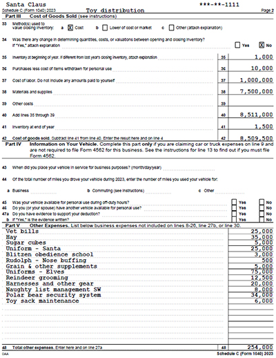 Santa Claus's Schedule C part 2