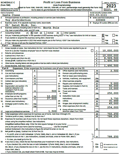 Santa Claus's Schedule C